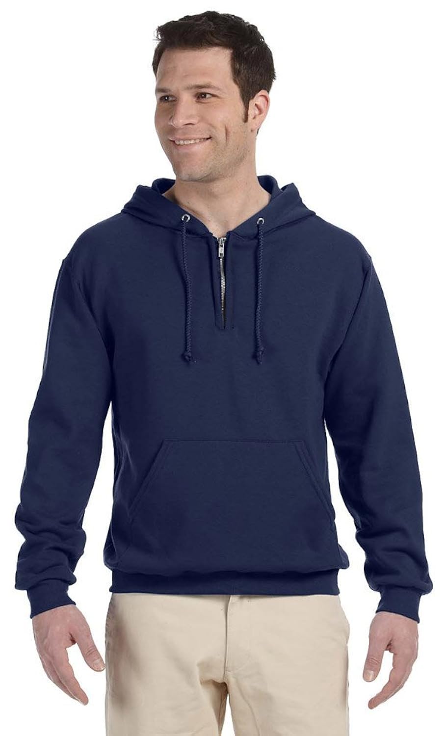 50/50 nublend fleece quarter-zip pullover hood (994mr)- black