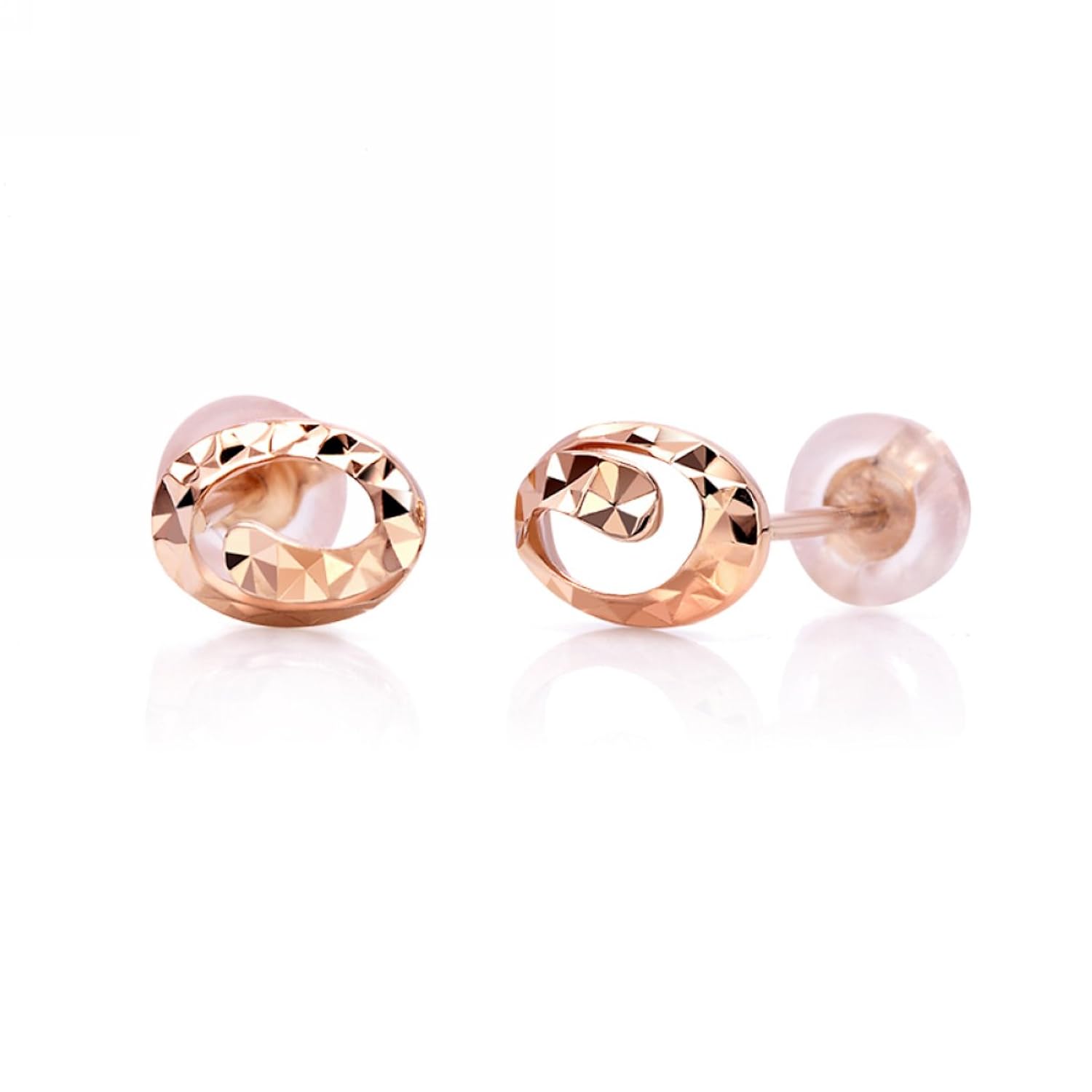 千金一诺 18k黄金饰品 18k金耳饰 k金耳钉 如意耳钉 玫瑰金色 女款