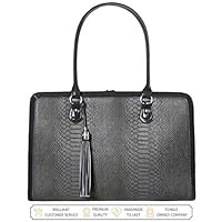 BFB 女士笔记本电脑包 - 17 英寸电脑公文包肩邮差工作手提包 - 黑色