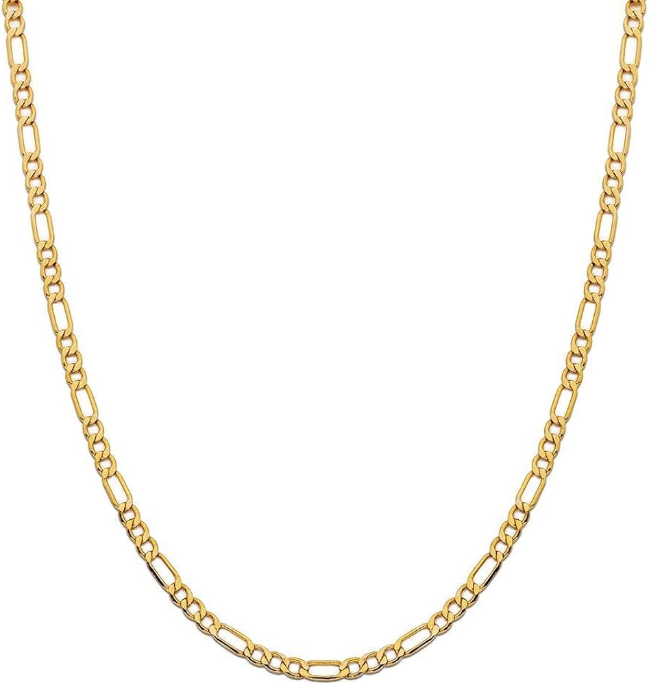 14k 黄金 3.5mm 费加罗链项链 意大利制造 多种长度可选