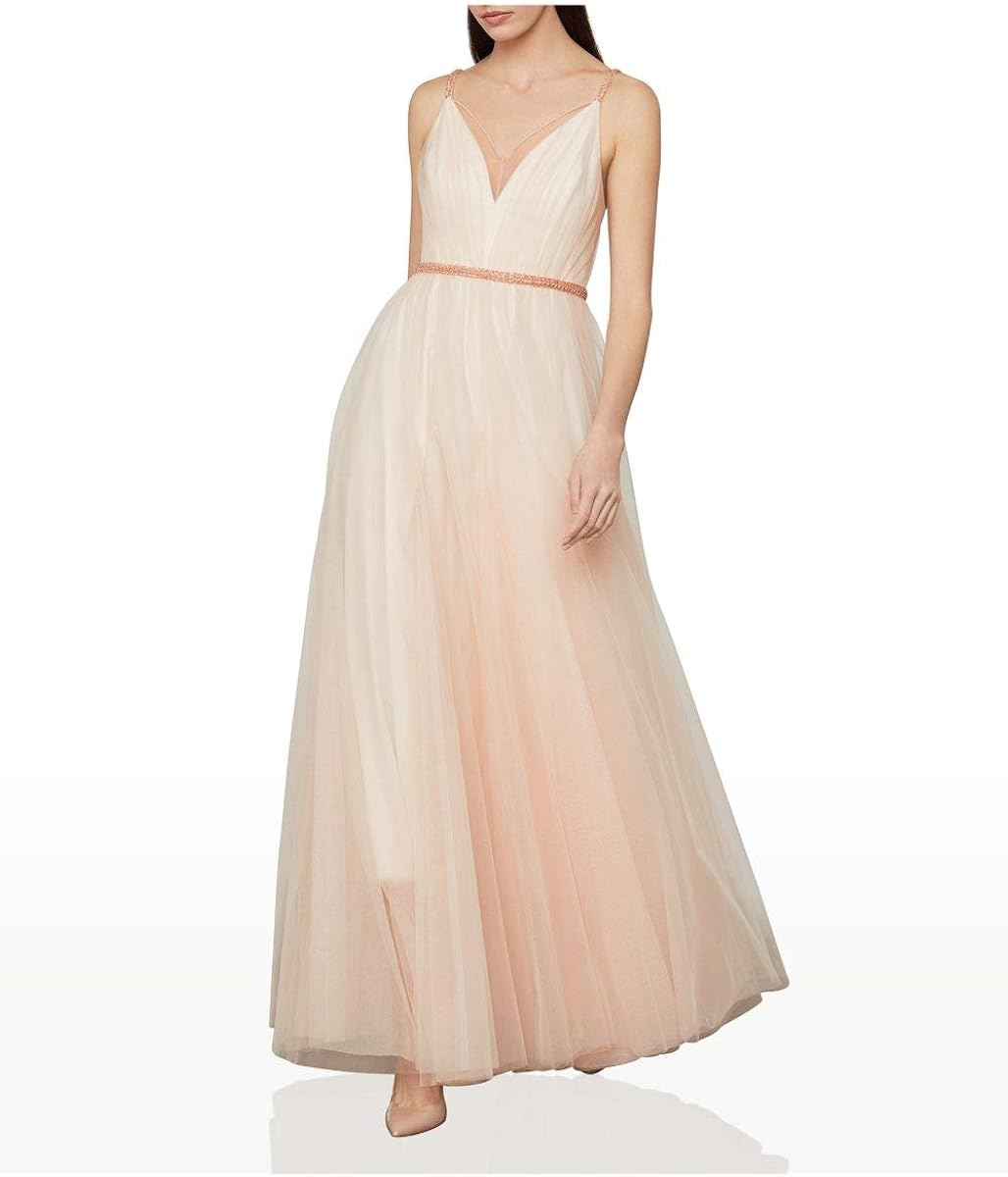 bcbgmaxazria 女士带串珠饰边的薄纱连衣裙