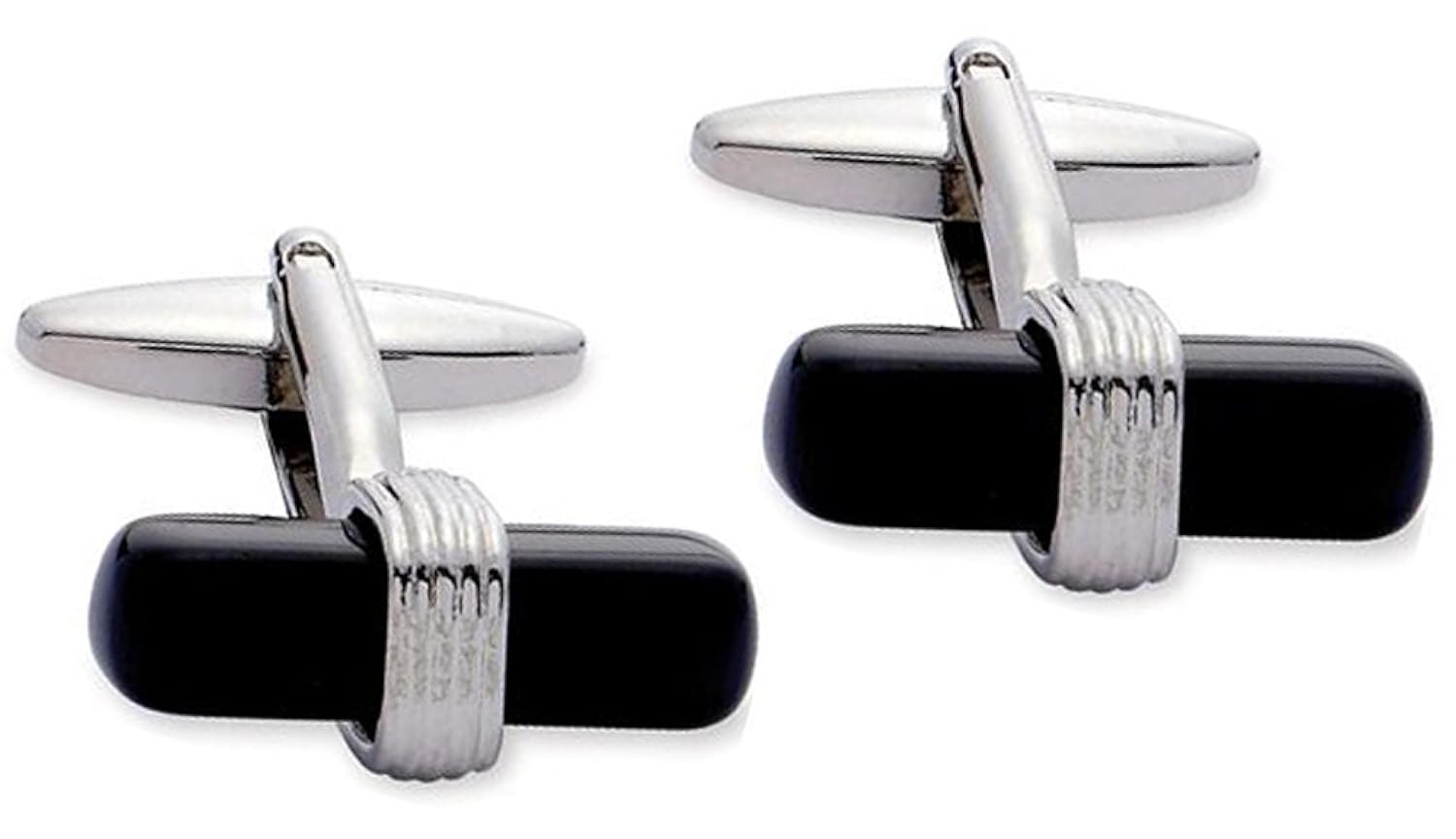 code 红色男式基底金属镀铑袖扣带黑色猫眼 rod