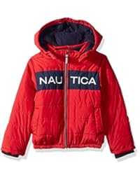 Nautica 男孩防水签名泡泡泡夹克，带防风袖口