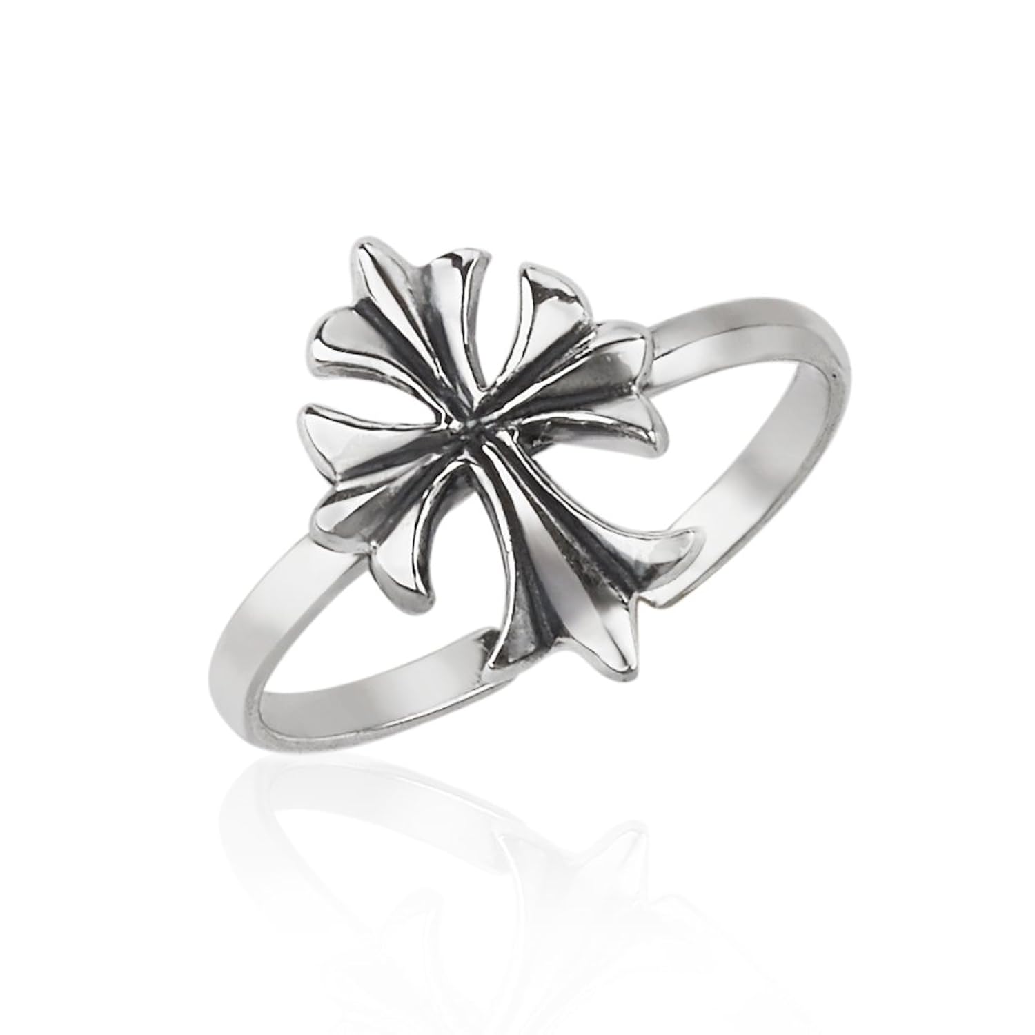 925标准纯银鸢尾花形符号头戒指,10 mm