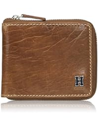 Tommy Hilfiger 男式 RFID 屏蔽皮革拉链双折钱包 - 棕褐色，1 码