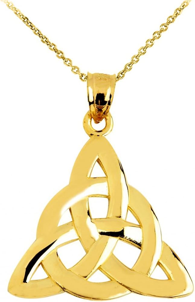 14k 黄金传统凯尔特三一结吊坠项链