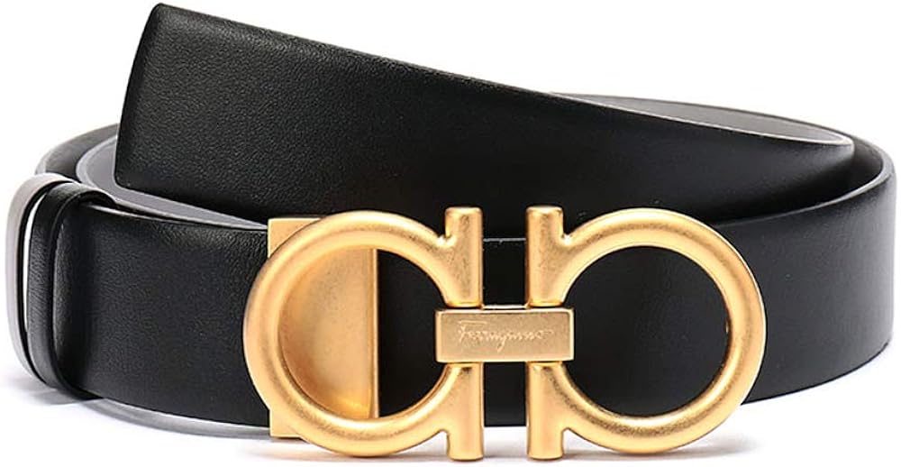 salvatore ferragamo 菲拉格慕 女士黑色牛皮仿古做旧板扣式皮带腰带