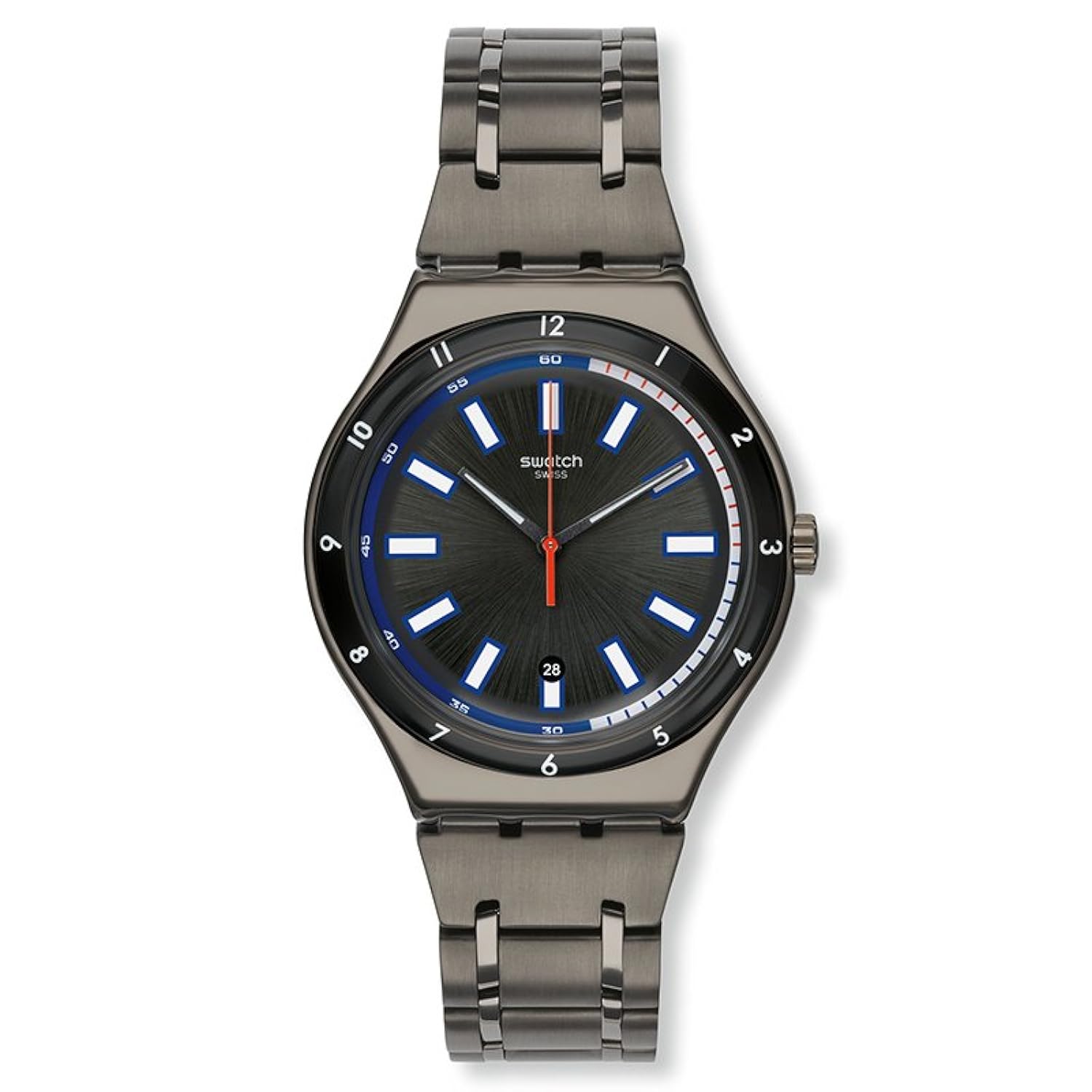 swatch 斯沃琪 瑞士品牌 金属系列 石英男士手表 深灰鳄鱼 ywm400g