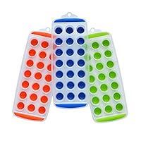 bnyd EASY PUSH POP OUT 圆形迷你冰块托盘带弹性硅胶底，3对装