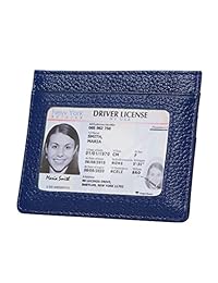 女式 RFID 屏蔽纤细卡包皮革极简前口袋钱包