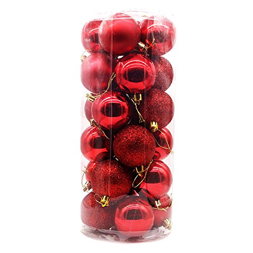 新诚优品 圣诞节桶装光球直径6cm 圣诞树挂饰 红色 24只(供应商直送)