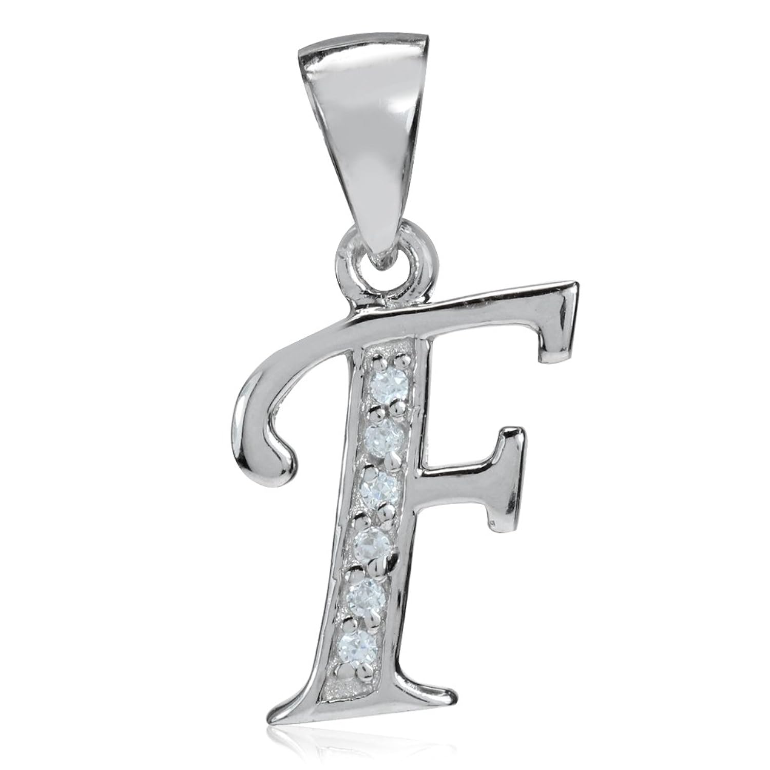cz 镀白金925纯银首字母 / 字母 f 吊坠
