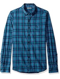 Michael Bastian 男式长袖拼色格子梭织衬衫