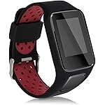 kwmobile 硅胶手表表带 Tomtom Adventurer/Runner 3/Spark 3/Golfer 2 - 健身追踪器替换表带 - 运动腕带手镯 带扣48923.01_m000772 .black red