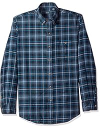 ARROW 男式长袖格子法兰绒衬衫 Blue Salute Small