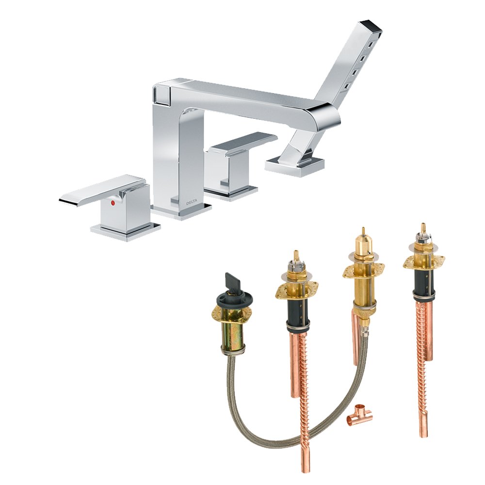 delta delta krtdar-dh-t4767-ss ara 罗马浴缸填料套件台面安装 镀铬