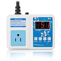 WILLHI WH1436H 110V 数字空气湿度控制器带 LCD 显示屏高精度湿度传感器和 118 英寸电源线，加湿模式和*模式/1 个额外传感器 4.9 * 3.5 * 1.6inch 白色和蓝色 43305-12910