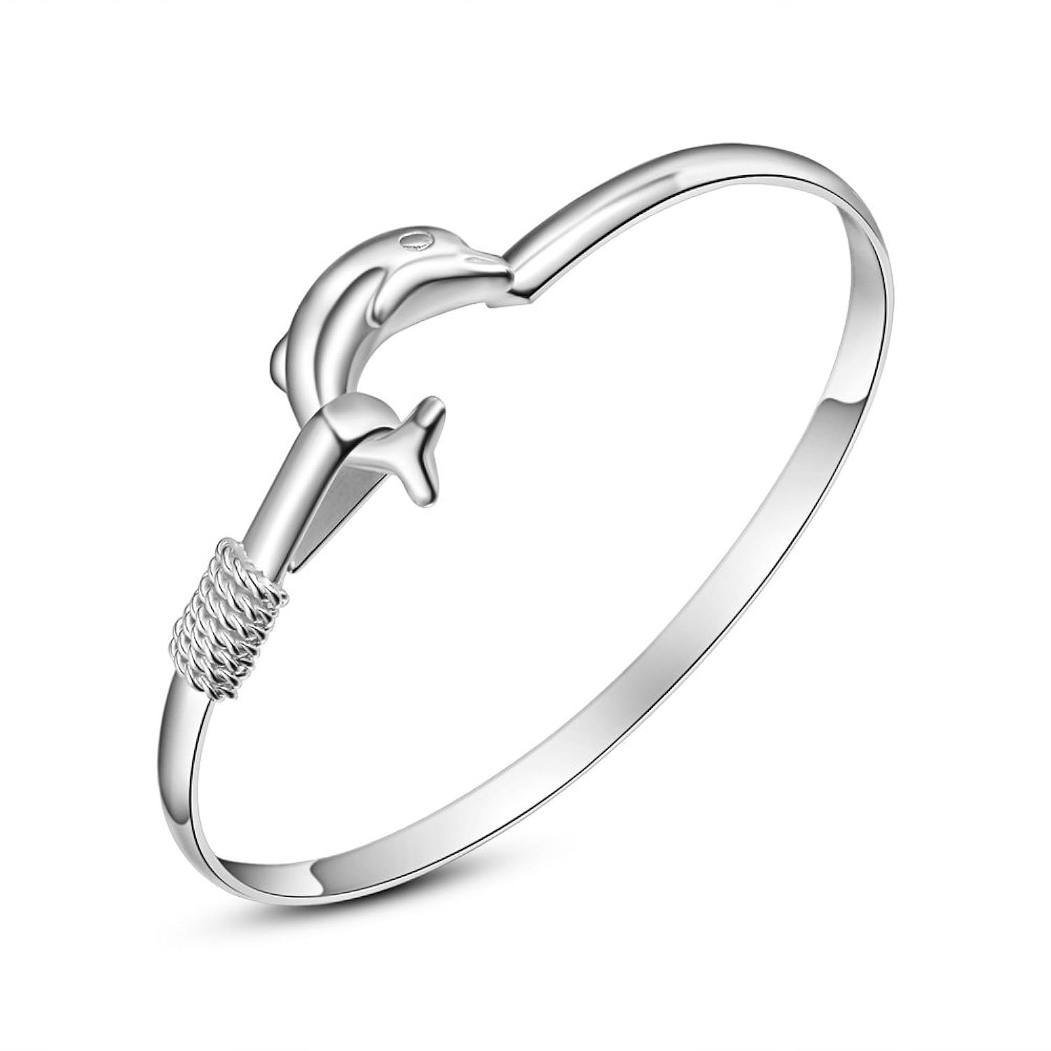 忆生缘 s925银 手镯海豚之恋手镯时尚女款银手镯送女友礼物 ysg0001