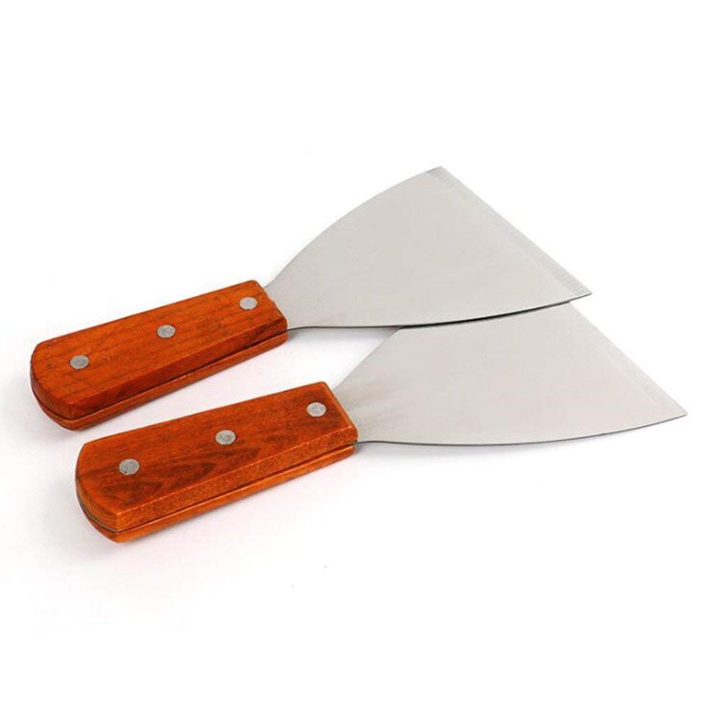 福克斯特2件装不锈钢刀片刮刀 hamburger turner 斜口边缘烤架刮刀木