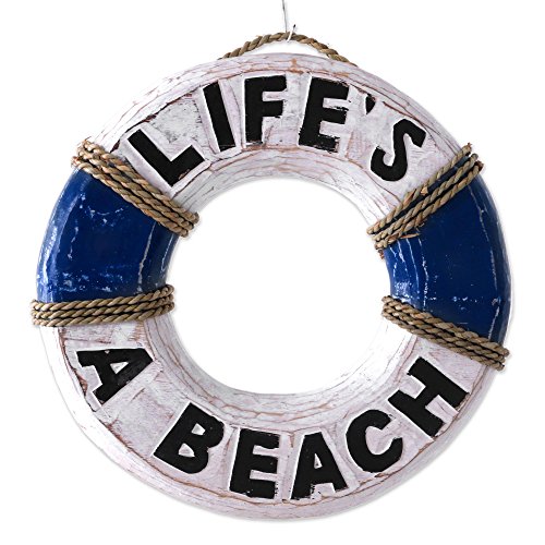 novica wood sign, life ring
