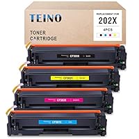TEINO 兼容硒鼓替换件适用于 HP 202X CF500X 202A CF500A Color Laserjet Pro MFP M281fdw M281cdw M280nw Color Laserjet Pro M254dw （黑色，青色，洋红色，黄色，4 件装）