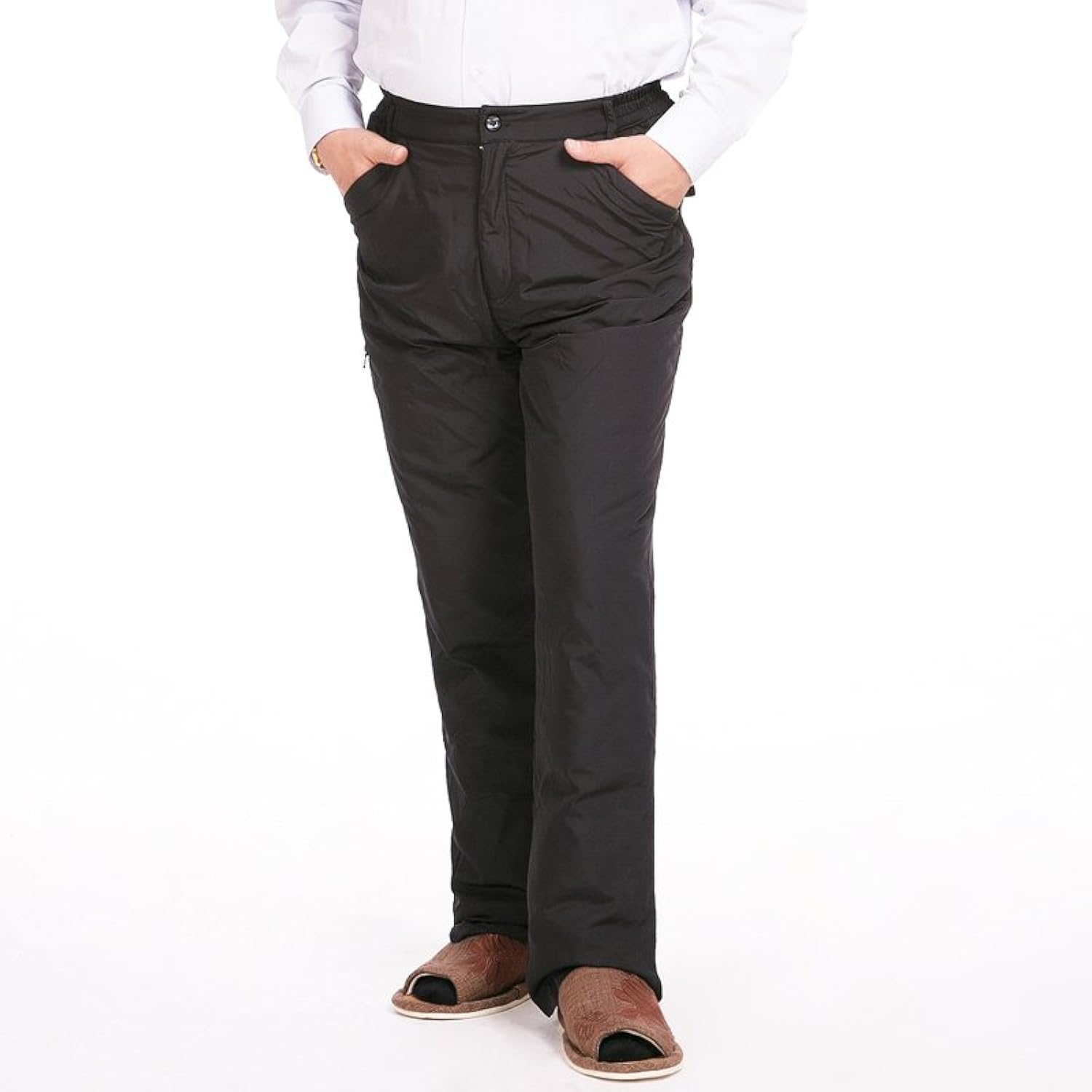 nanjiren南极人中老年加厚羽绒裤男外穿秋冬棉裤修身直筒羽绒长裤