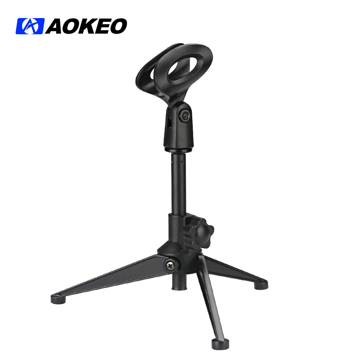 aokeo pc-03 折叠三脚架台式麦克风支架,带可调节的麦克风夹,适用于