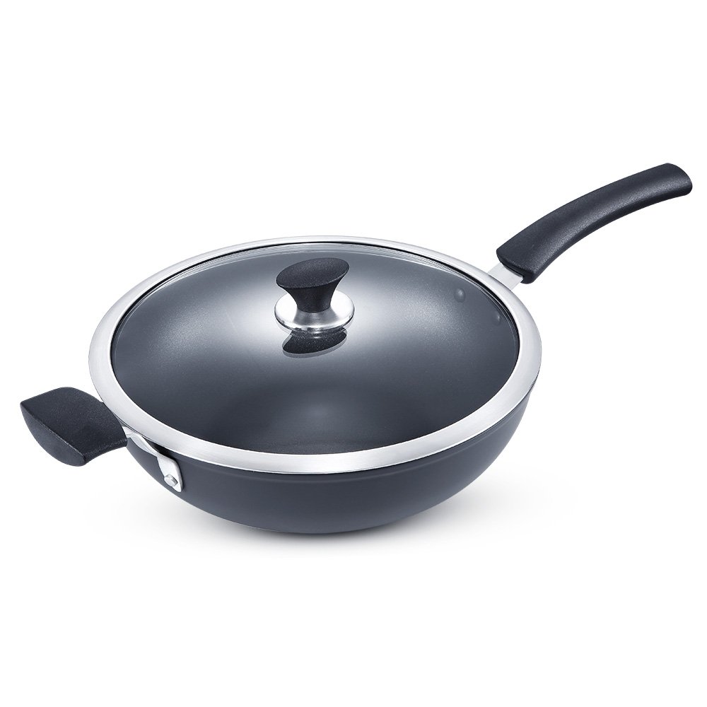 厨具品牌 尚尼开普敦系列无烟炒锅(30cm)旋压速热平底不粘锅 进口涂层