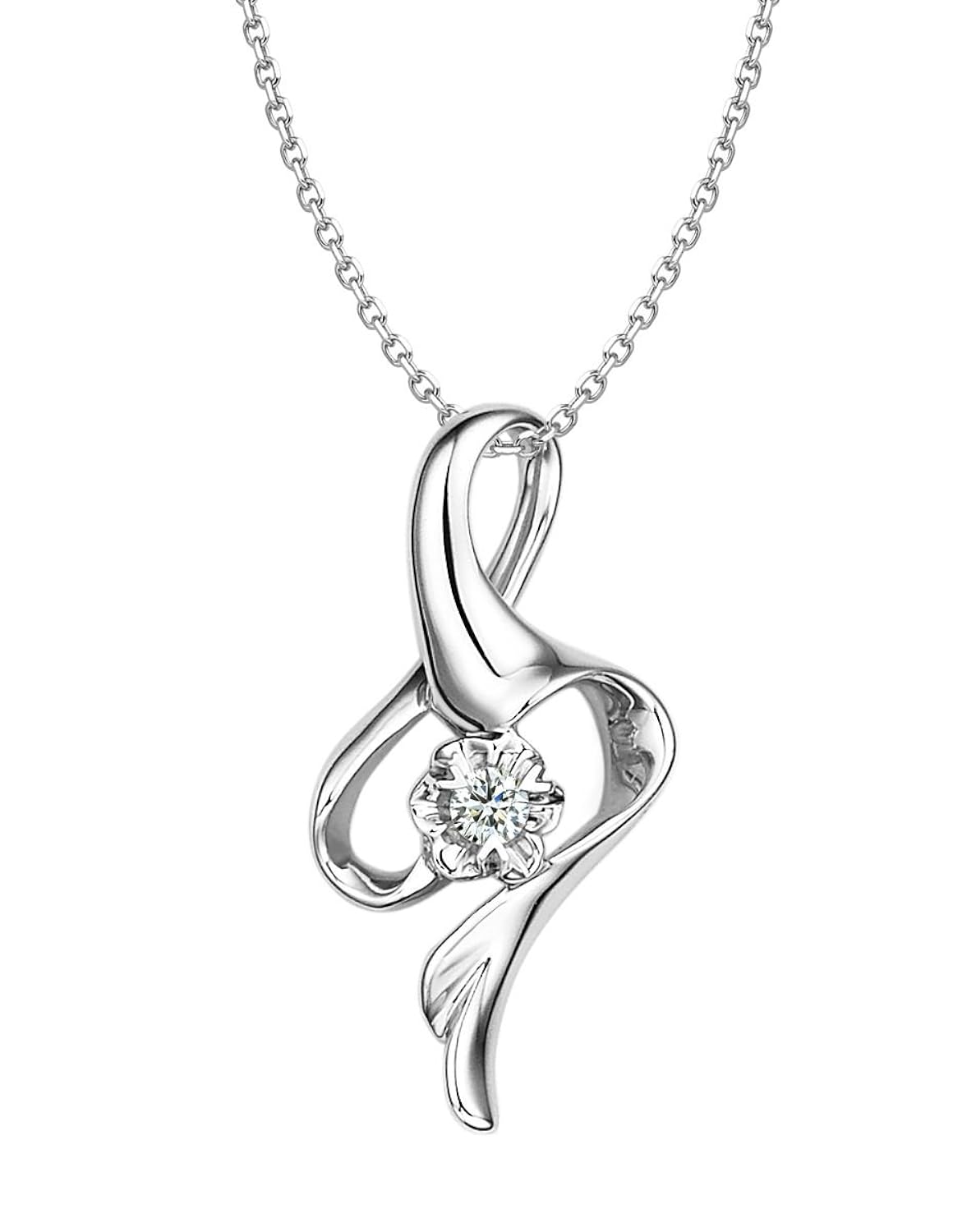 钻宝源 白色18k金时尚钻石吊坠-爱情呓语 送项链 带证书