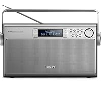 Philips飞利浦 AE5020 便携式收音机（带 DAB+，数码 FM，电池或电源运行，程序存储） 银白色/黑色 