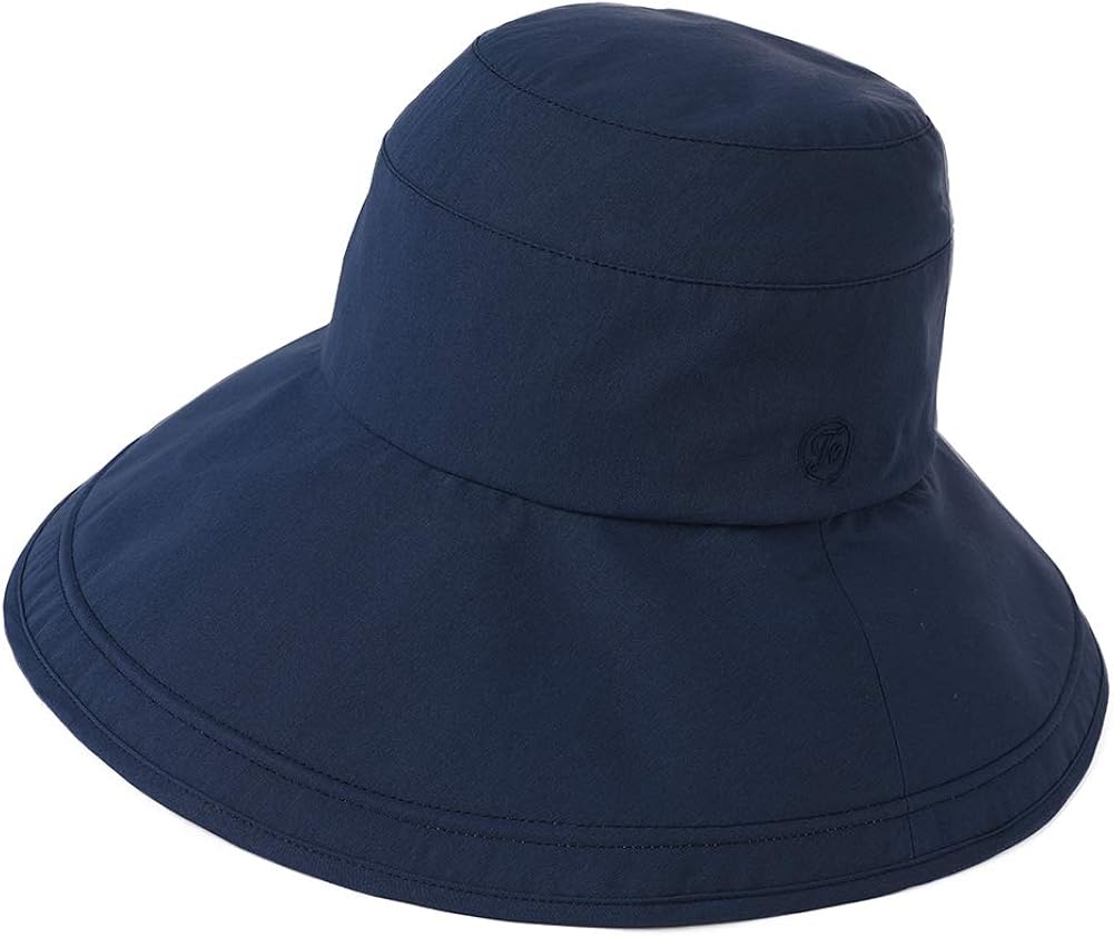 siggi 女式 upf50  夏季遮阳帽渔夫可折叠宽边帽带下巴绳 00021_navy