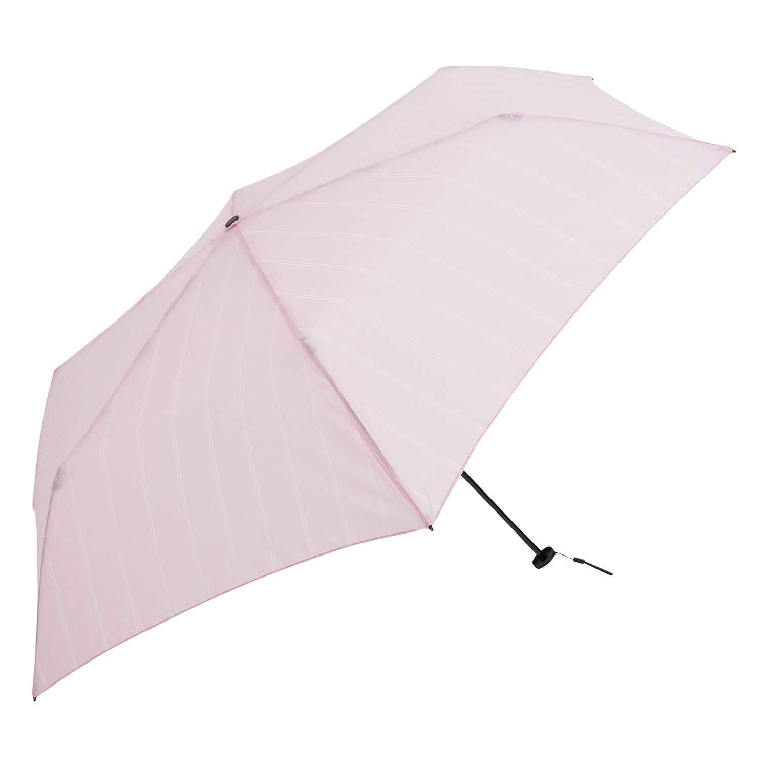 nifty colors 折叠伞 晴雨两用 智能灯 条纹 碳 轻量 6根伞骨 粉色 サ