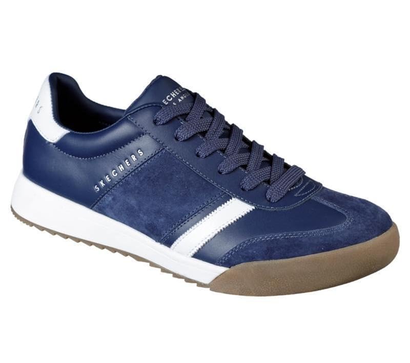 skechers/斯凯奇男鞋休闲鞋麂皮系带质感舒适透气 52322 navy 8.