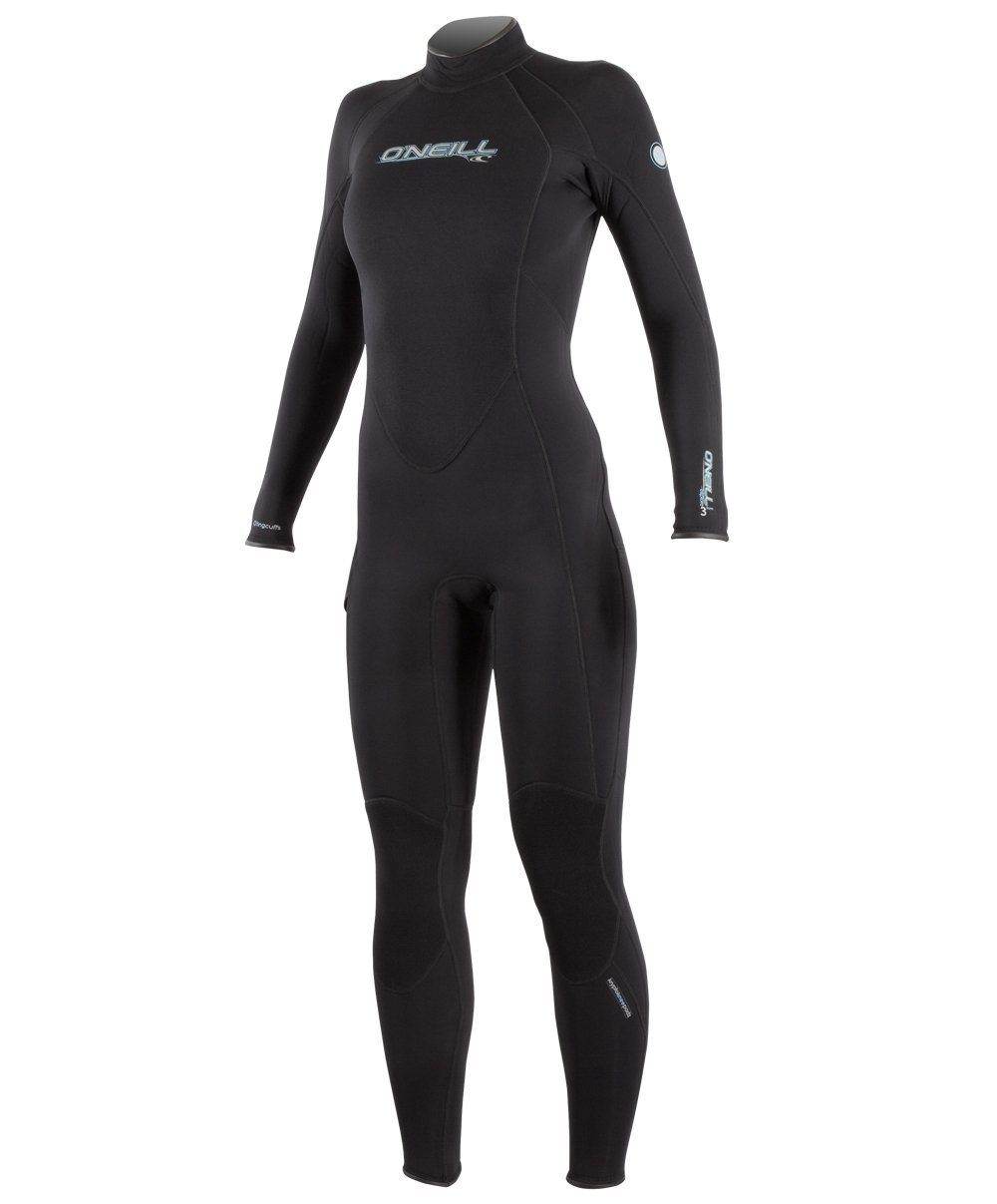 oneill womens dive explore 3mm back zip full wetsuit, black, 4