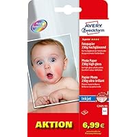 Avery Zweckform C2495-90 高级喷墨相片纸（10x15，单面涂层，230 g/m2，90张）