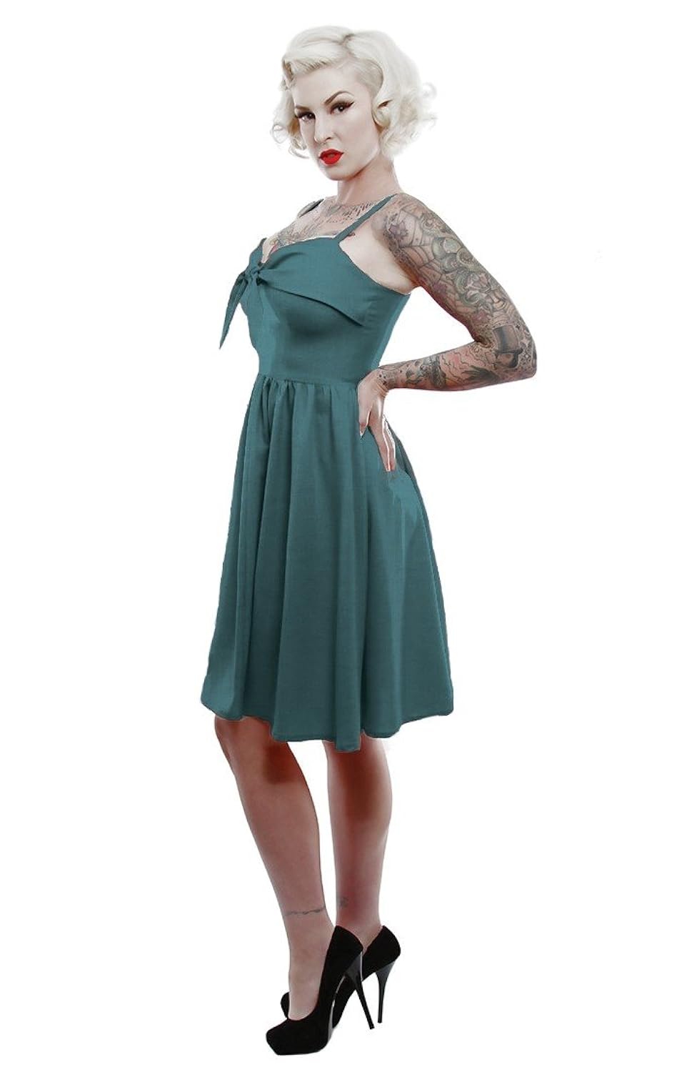 幸运13复古 lucille 翡翠绿连衣裙