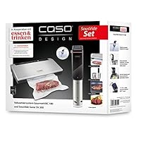 CASO SousVide 套装食物和饮料 - 由CASO GourmetVac 180 & CASO Sous Vide Garer SV300，食物可保持真空，Sous Vide Stick 带简单的手柄 - 防水 - 可达 90 摄氏度