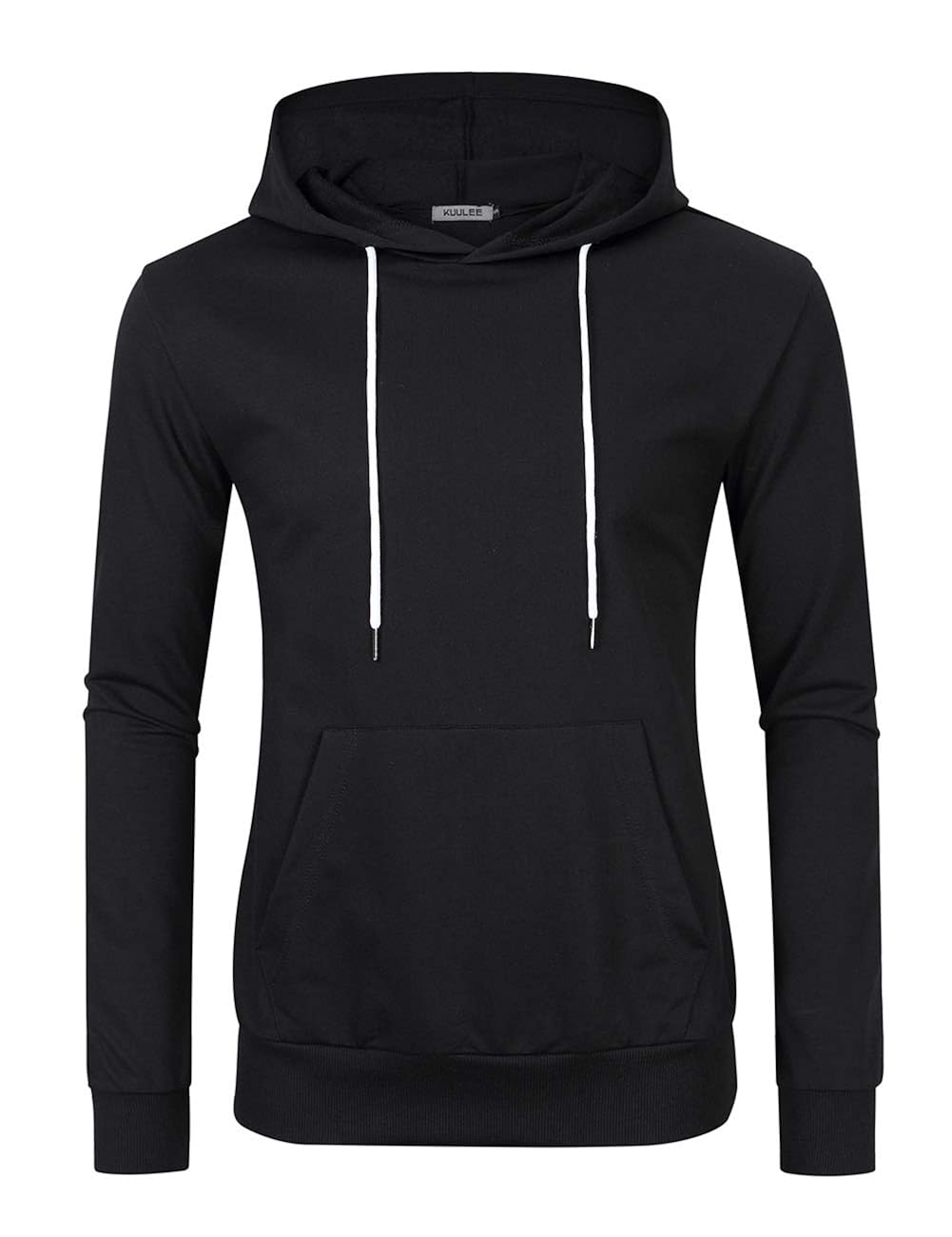 男式连帽运动衫字母印花休闲款长袖套衫带袋鼠口袋 black-01 medium