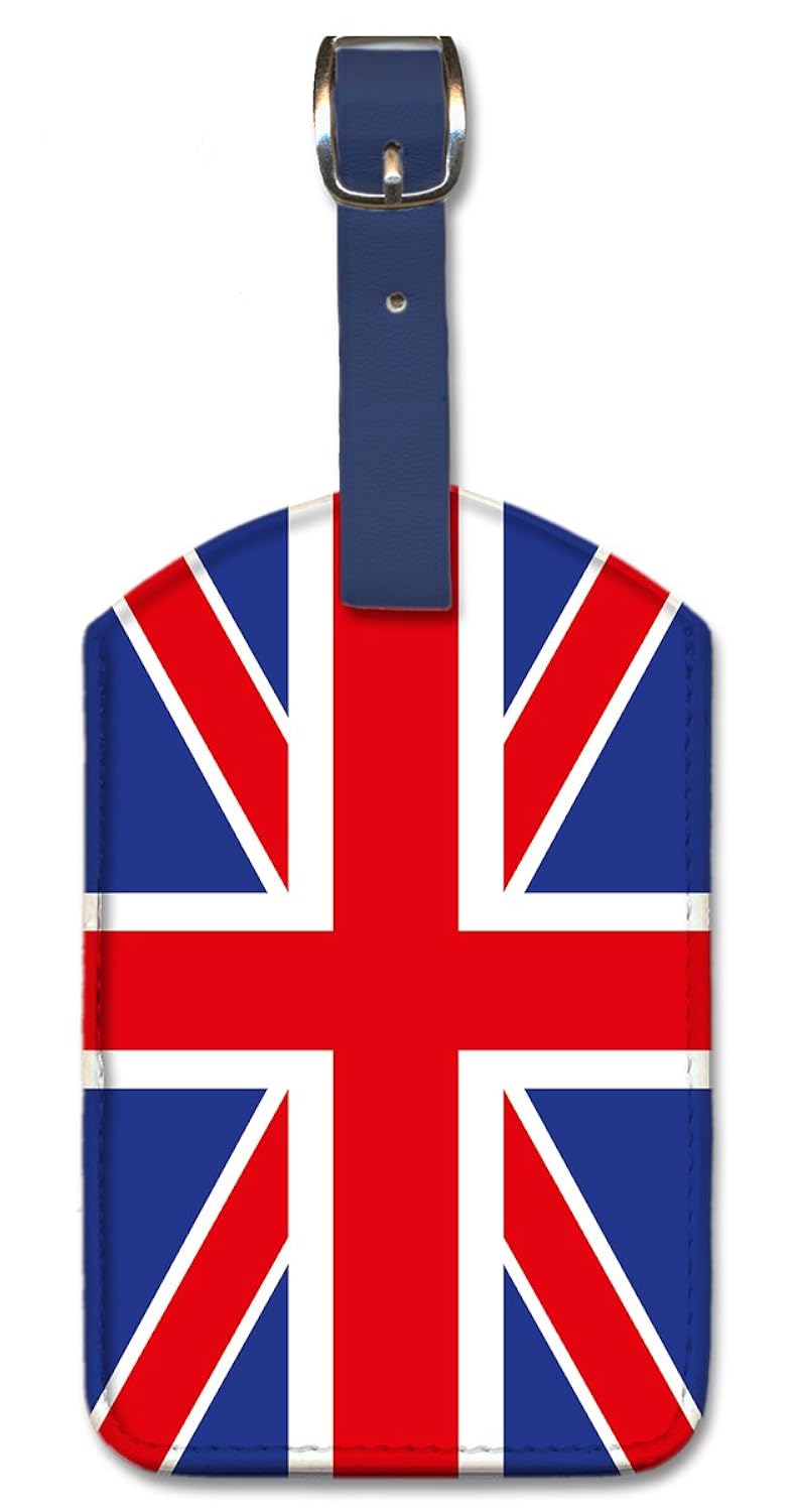 leatherette luggage tag baggage label - uk flag by pacifica