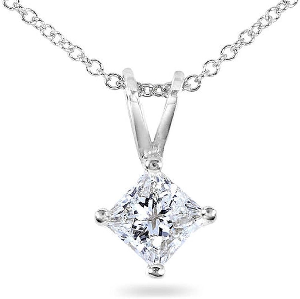 parikhs 公主型切割钻石单粒宝石吊坠 *佳品质白色,黄色和玫瑰金