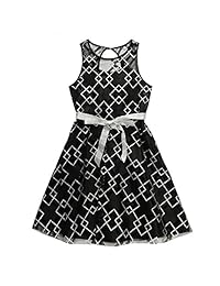 Emily West 女童大码无袖闪光网布连衣裙腰部有丝带