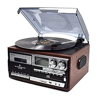 WINTECH 多功能音频播放器 褐色 唱片・磁带・AM・FM・CD・SD・USB・AUX KRP-308MS