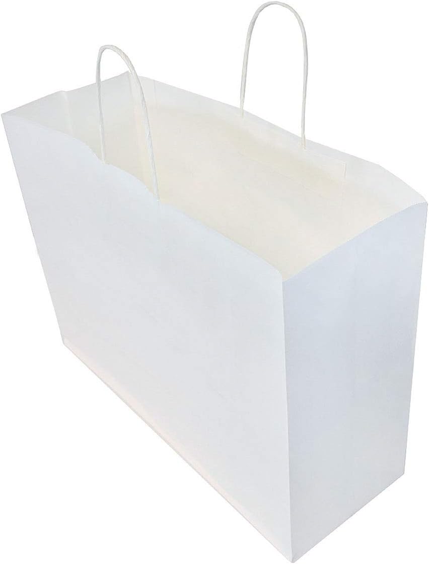 40.64 x 15.24 x 30.48 厘米白色牛皮纸礼品袋带提手,购物袋,商品零售