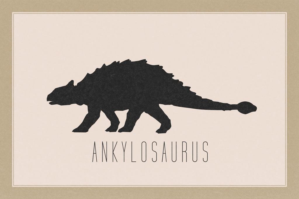 海报foundry 恐龙 ankylosaurus 剪影 棕褐色 艺术印刷品 来自 pro