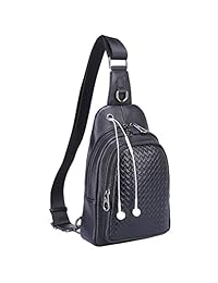 Banuce 男式真皮多功能单肩包 肩胸包 十字背包