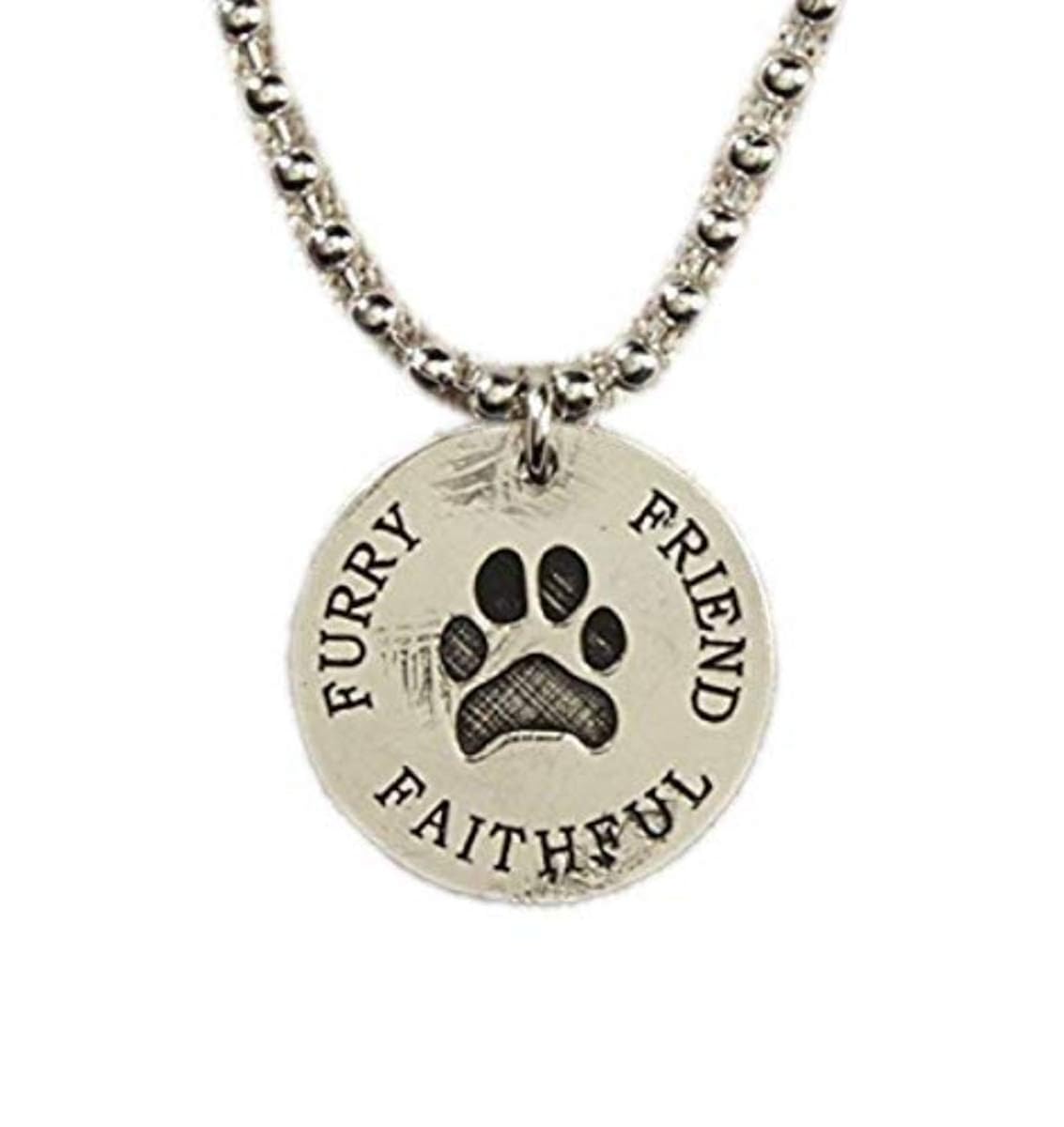 银色调 faithful,furry,朋友宠物吊坠项链,1.91 cm