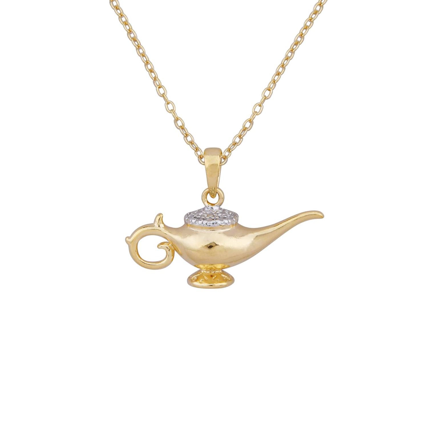 18 k 镀金纯银 diamond-accent 灯笼吊坠项链,45.7 cm