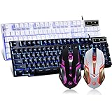 RAJFOO 雷技 ALIEN 发光键鼠套装 有线游戏自定义宏编程鼠标机械手感三色背光键盘套装 (黑色)