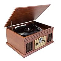 Karcher NO-036 怀旧音乐中心，紧凑型带唱机、CD 播放器、蓝牙、磁带盒和收音机 木头