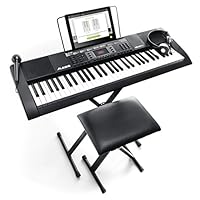 Alesis Melody 61 初学者包 - 61 键便携式键盘带支架、长座椅、耳机和麦克风Melody61MKII Full Size Keys, 300 Sounds